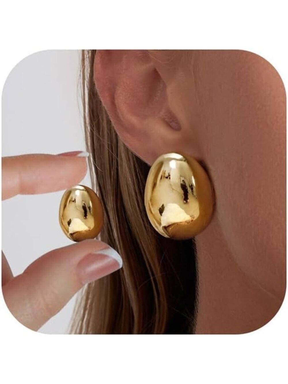 14K Gold Plated Chunky Earrings Set - Stylish Multi-Pack for Women